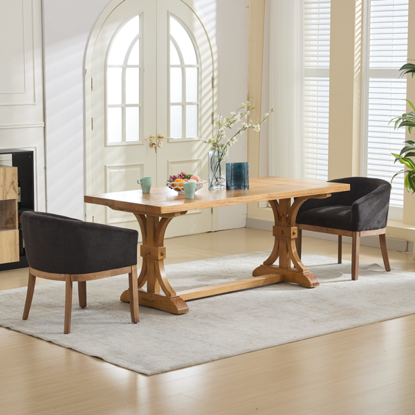 Mid Century Modern Upholstered Barrel Dining Chairs with Arms,Farmhouse Linen Kitchen & Dining Room Chairs with Natural Hardwood Frame, 19" W Accent Chairs,Single Pack,Charcoal Gray,SW1891BK-20