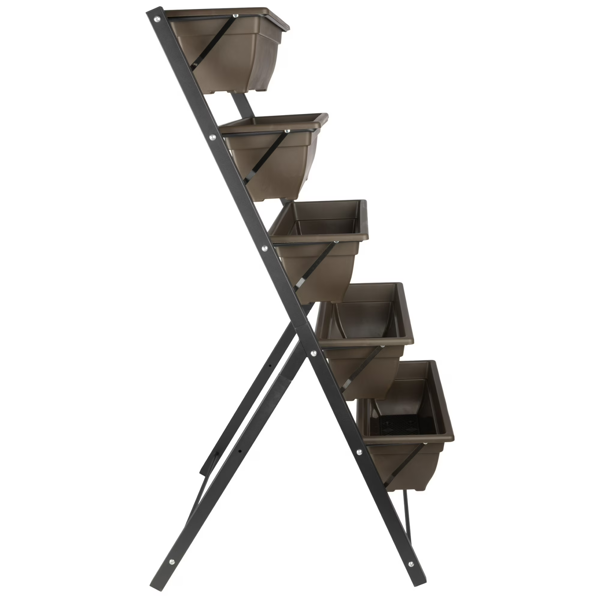 5 层立式种植高架花床，棕色-2