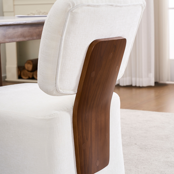 Linen Upholstered Armless Dining Chair with Casters,IVORY-10