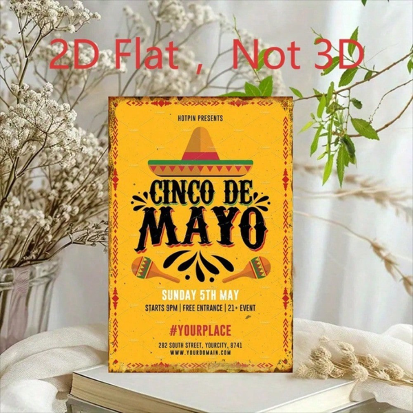 CIFbuy 复古五月五日锡制招牌 8x12，复古墨西哥派对铁质墙面装饰（TikTok, temu 自提物流）-5