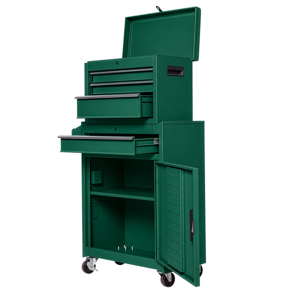 4抽带柜  带锁 330lb 钢制 维修工具车 军绿色-3