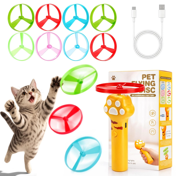 可充电猫咪飞盘发射器 互动式抓猫飞盘玩具，含10个飞盘，猫咪玩具宠物玩具 (美国站点包邮物流发USPS/DHL/Fedex/UPS，不接受指定物流，TK/TEMU仅自提)-6
