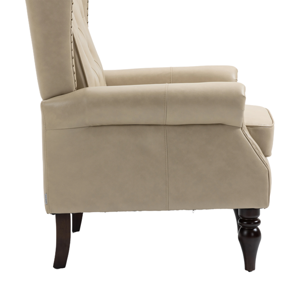 Wood Frame Armchair, Modern Accent Chair Lounge Chair with Sturdy Wood Legs for Living Room Bedroom (Camel PU)-22