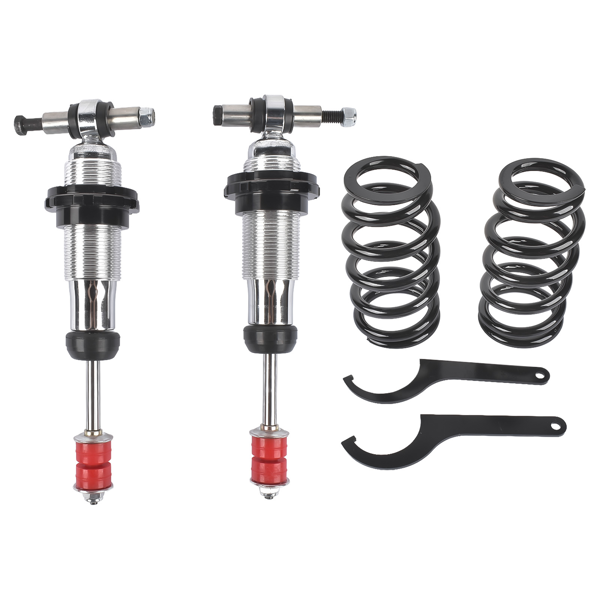 改装减震器套装 Pair 500lb Adjustable Coilover Shocks 6-coil springs Fits Ford Mustang II IFS-1