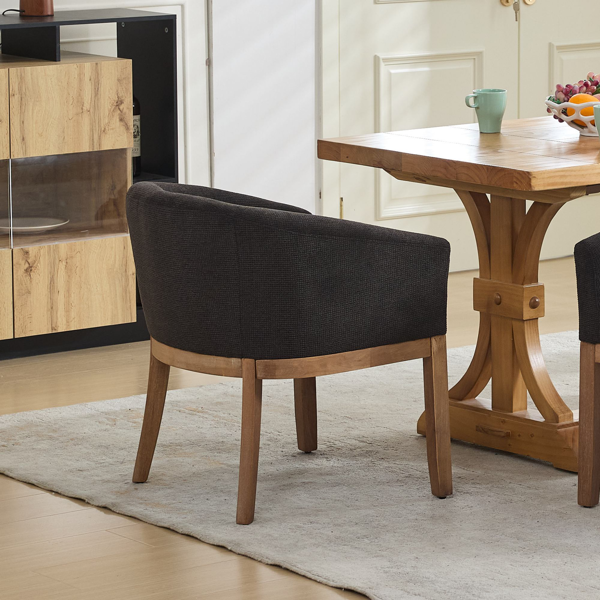 Mid Century Modern Upholstered Barrel Dining Chairs with Arms,Farmhouse Linen Kitchen & Dining Room Chairs with Natural Hardwood Frame, 19" W Accent Chairs,Single Pack,Charcoal Gray,SW1891BK-15