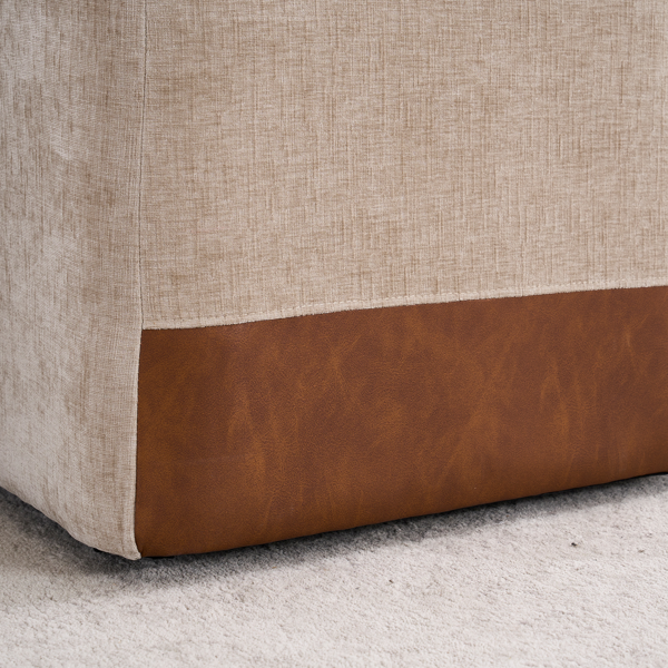 Linen Upholstered Armless Dining Chair with Casters,BEIGE-14