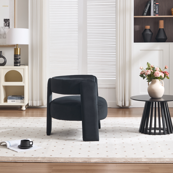 Accent Chair for Living Room, Velvet Comfy Single Sofa Chair Mid-Century Modern Armchair Wooden Legs for Bedroom Office Reading-23