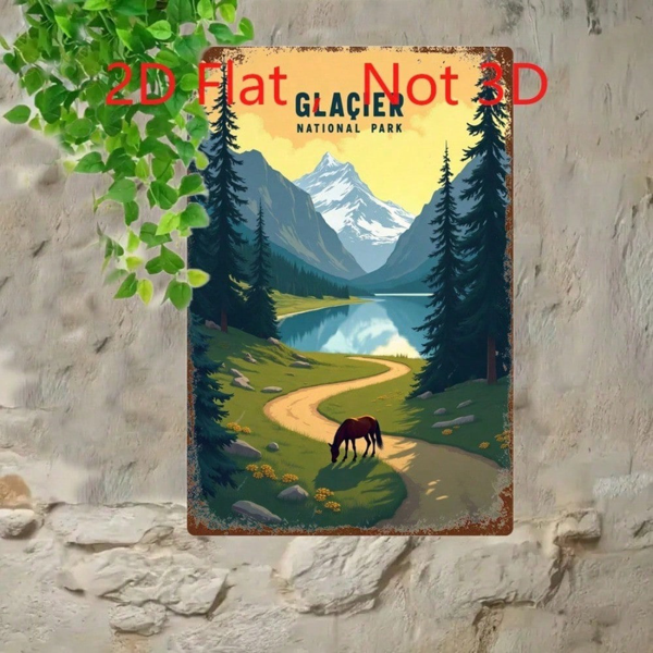 CIFbuy 复古冰川国家公园锡制铭牌，复古风景金属艺术品（TikTok, temu 自提物流）-2