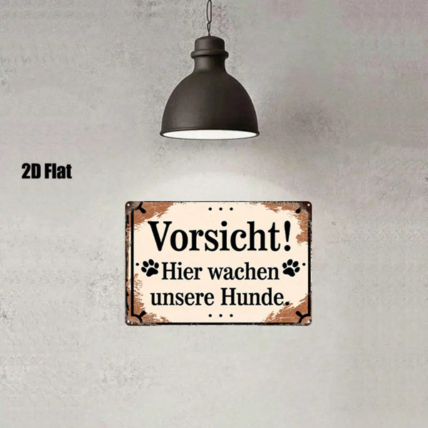 CIFbuy 1个德式“当心狗”警示牌，防锈铁质庭院装饰，尺寸8x12英寸（TikTok, temu 自提物流）-7