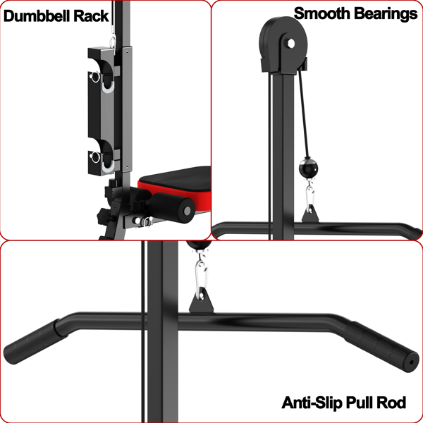 Multi-Functional Weight Bench with Pulley System and Adjustable Backrest-4