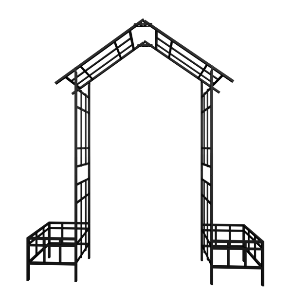 Metal Garden Arch with Adjustable Width W68.11''~W94.29''  Climbing Plants Support Rose Arch Outdoor Black-7