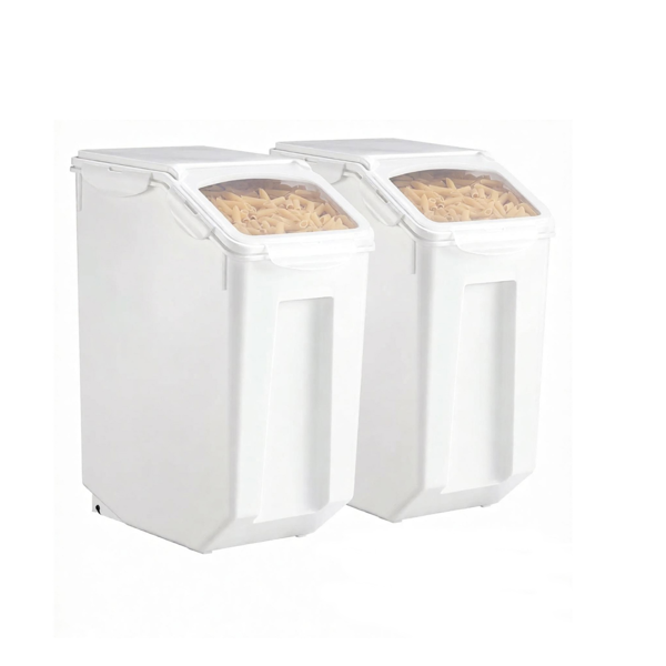 大型狗粮分配器箱4.5加仑20L密封带轮子的大米储存容器2包-2