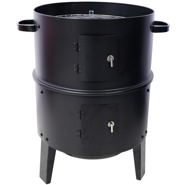 Charcoal Smoker Grill Wood Smoker Grills Outdoor Cooking 16 Inch Vertical Smoker Portable BBQ Grill for Camping, Black-7