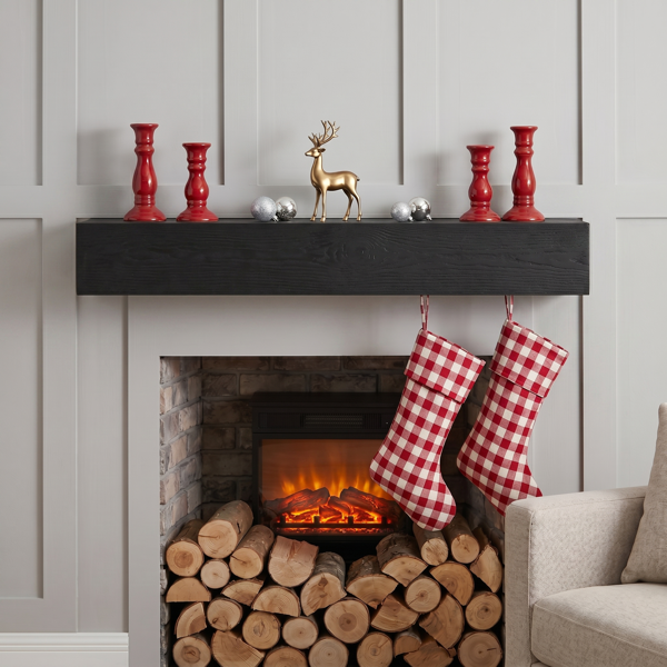 48'' Fireplace Mantel Western Red Cedar Wall-Mounted & Floating Shelf for Home Decor Textured Wood Grain Surface-8