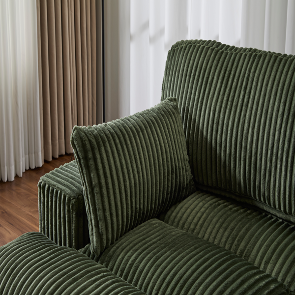 Double Chaise Lounge Chair Indoor,Oversized Upholstered Sleeper Cloud Couch,Deep Seat Luxury Sofa Bed,Sectional Sofa Chaise Love-seat,Corduroy Reading Chair for Living Room,No Assembly Required,Green-11