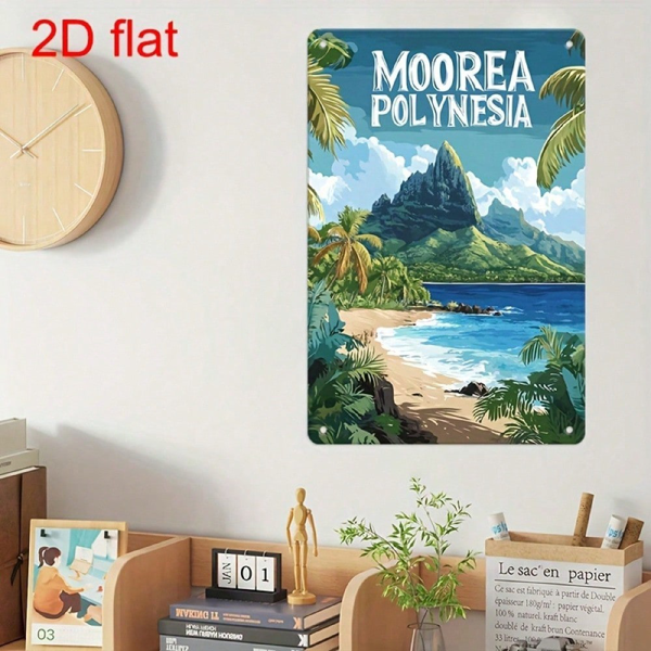 CIFbuy 复古金属壁饰 Molao 2D 平面，热带海岛棕榈树装饰牌 7.9x11.8 英寸（TikTok, temu 自提物流）-4