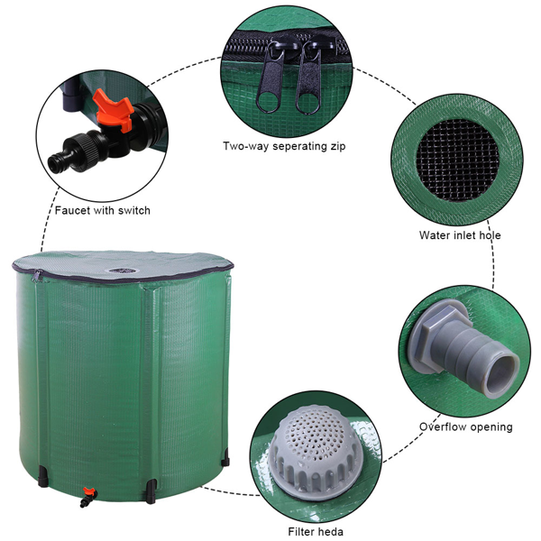 【替换82714111】200gal  绿色  PVC  集雨桶-12