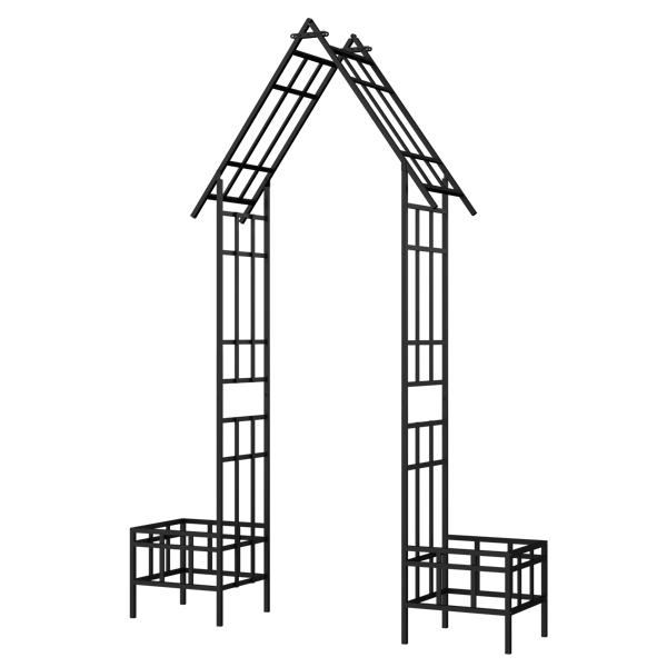 Metal Garden Arch with Adjustable Width W68.11''~W94.29''  Climbing Plants Support Rose Arch Outdoor Black-5