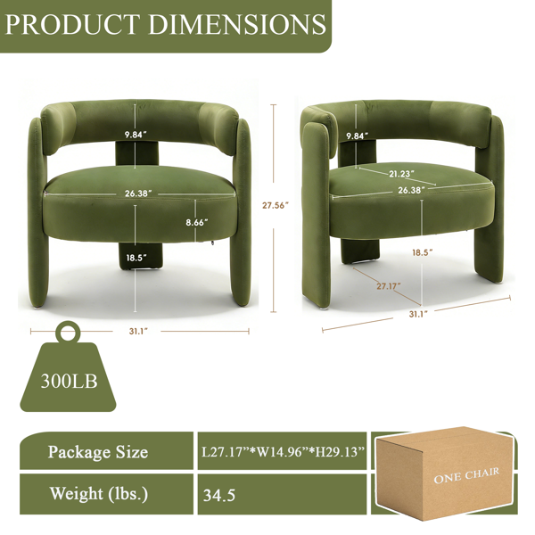 Accent Chair for Living Room, Velvet Comfy Single Sofa Chair Mid-Century Modern Armchair Wooden Legs for Bedroom Office Reading-25