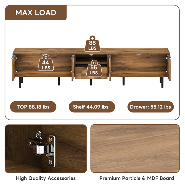 78" TV Stand for 85 75 65 Inch TV, TV Consoles for Living Room, Entertainment Center Wood TV Media with Storage-5