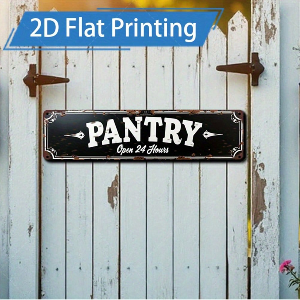 CIFbuy 乡村风黑色食品储藏室24小时营业金属招牌 4x16，复古农舍风格装饰（TikTok, temu 自提物流）-6