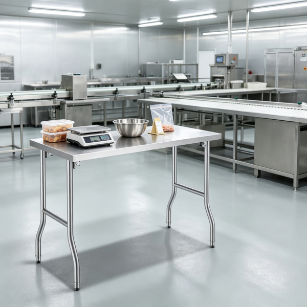 300磅可折叠商用准备台，48 x 24英寸不锈钢工作站，家庭、餐厅和车库厨房工作台-6