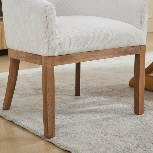 Mid Century Modern Upholstered Barrel Dining Chairs with Arms,Farmhouse Linen Kitchen & Dining Room Chairs with Natural Hardwood Frame, 19" W Accent Chairs for Living Room,Single Pack,Beige,SW1891BG-12