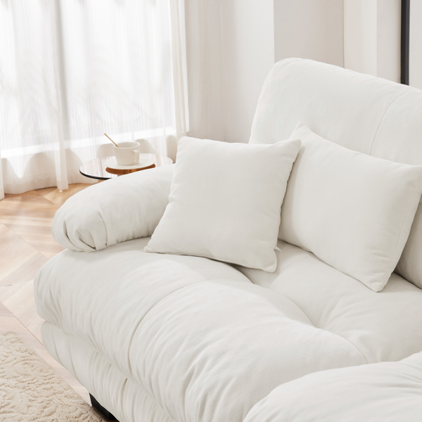 Cloud Couch 2 Seater Sofa for Living Room, Chenille 2 - Seat sofa with 2 Lumbar pillows and 2 throw pillows,Chenille White-17