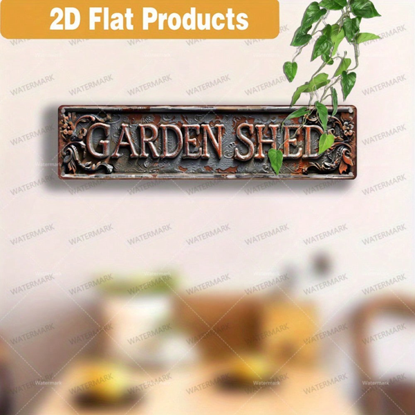 CIFbuy 复古2D平面铝制墙牌 16x4，花园棚屋花卉挂饰艺术（TikTok, temu 自提物流）-6