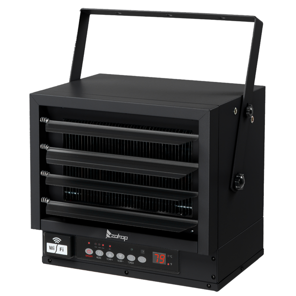 美规 CZ220W 240V 5000W 取暖器 黑色 铁 带WIFI/金属发热管/可调温/定时//带显示/带遥控器/不带电源线 工业取暖器-5