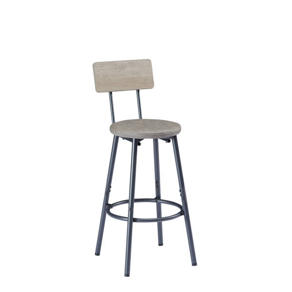 Long Bar Table Set with 3 PU Upholstered Bar Stools, Industrial Bar Table and Chairs for Kitchen Breakfast Table, Living Room, Banquet Hall, Rustic Gray and Black, 63″L x15.7"W x 37.5"H-7