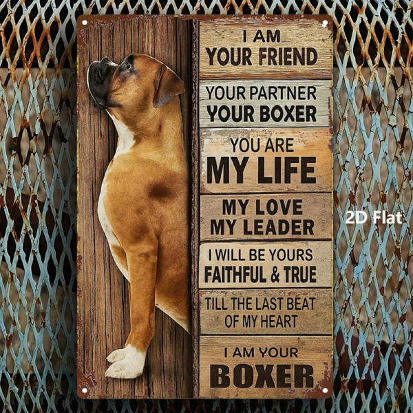 CIFbuy 拳师犬金属壁挂牌 8x12，铁质铭牌 忠诚伴侣 狗主人墙饰艺术（TikTok, temu 自提物流）-4