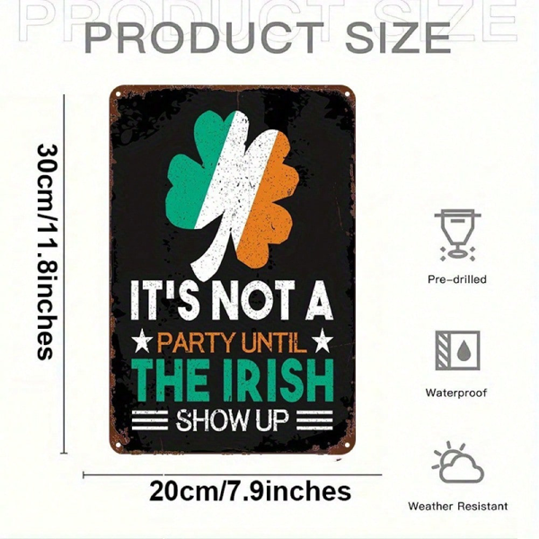 CIFbuy 复古爱尔兰四叶草金属壁饰 8x12，圣帕特里克节主题艺术品（TikTok, temu 自提物流）-4