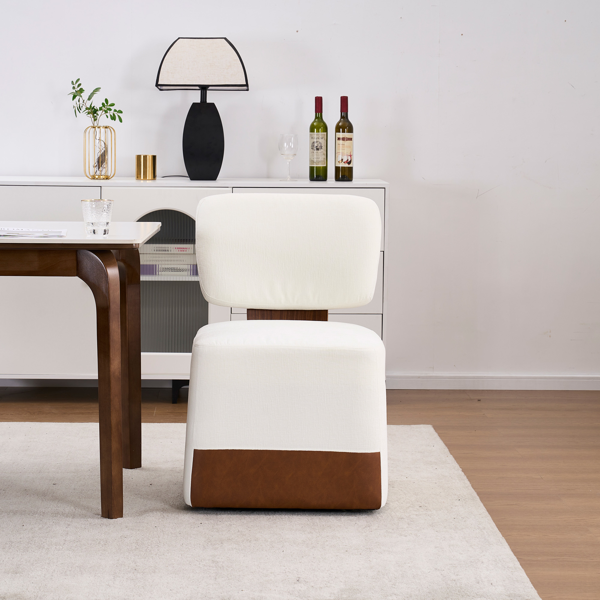 Linen Upholstered Armless Dining Chair with Casters,IVORY-8