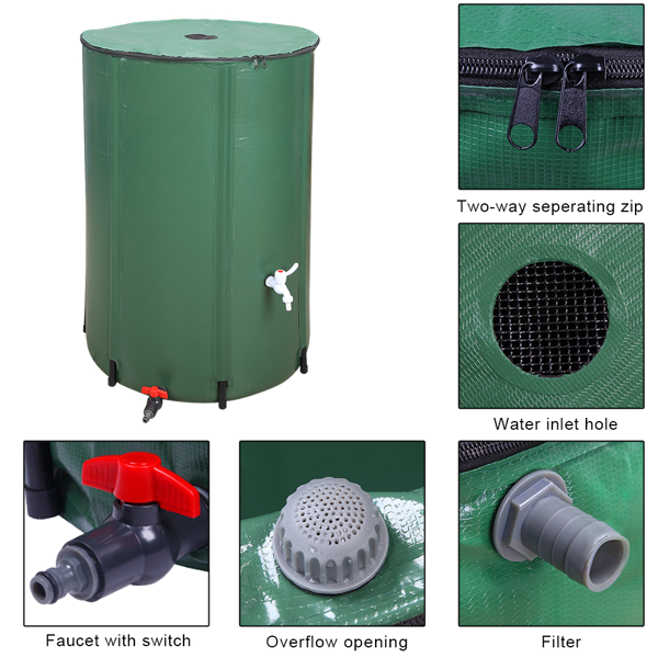 【替换49738622】100gal  绿色  PVC 可折叠 集雨桶-29
