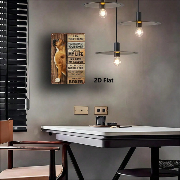 CIFbuy 拳师犬金属壁挂牌 8x12，铁质铭牌 忠诚伴侣 狗主人墙饰艺术（TikTok, temu 自提物流）-5