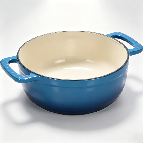 铸铁 6QT 烹饪锅具 渐变蓝 含两个硅胶手套 珐琅锅-10