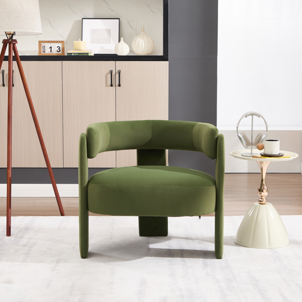 Accent Chair for Living Room, Velvet Comfy Single Sofa Chair Mid-Century Modern Armchair Wooden Legs for Bedroom Office Reading-10