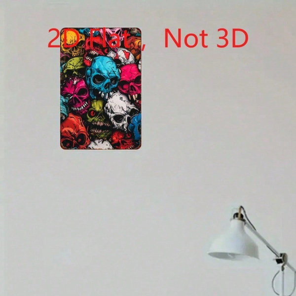 CIFbuy 多彩活力涂鸦骷髅铁皮招牌，复古墙饰，适用于酒吧与车库，8x12英寸（TikTok, temu 自提物流）-4
