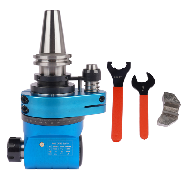 角度头 1:1 Gear Ratio CAT40 ER25 90°Fixed Angle Head Collet Chuck 3500RPM AH-CAT40–ER25-3