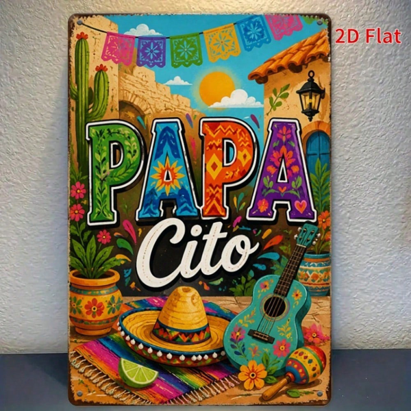 CIFbuy 爸爸西托墨西哥锡制壁饰 2D 平面 复古五彩节墙面装饰（TikTok, temu 自提物流）-1