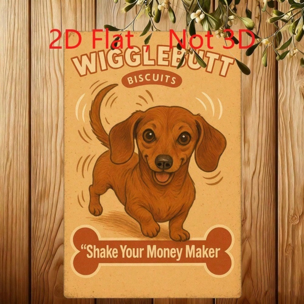 CIFbuy 复古摇屁股饼干腊肠犬铁皮装饰牌，复古宠物艺术 20x30厘米（TikTok, temu 自提物流）-3