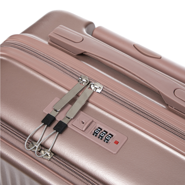 14"/20" 2 pcs/set in ABS Spinner Wheel Luggage, with Combination Lock and Front Opening Design, 14" Cosmetic Case (Champagne)-6