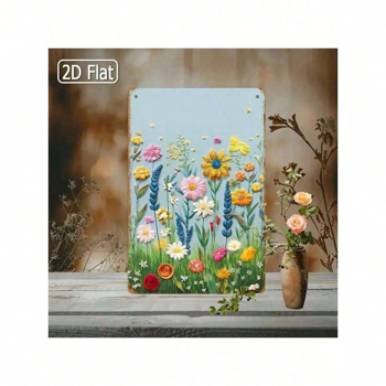 CIFbuy 1个KaloKalo复古装饰金属铁皮招牌，2D平面花卉墙饰（TikTok, temu 自提物流）
