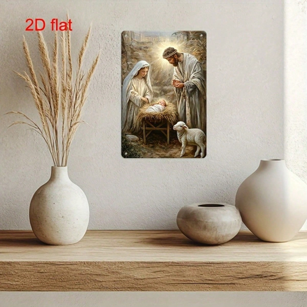 CIFbuy 复古金属圣诞马槽壁饰 7.9×11.8英寸，圣诞挂饰牌（TikTok, temu 自提物流）-6