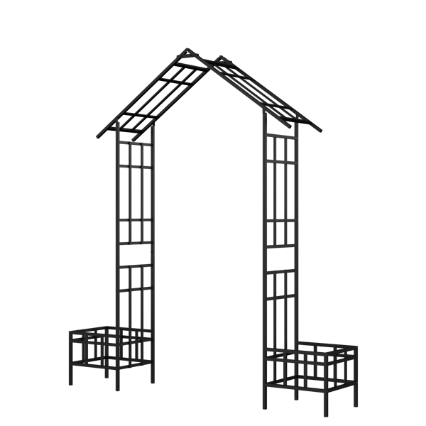 Metal Garden Arch with Adjustable Width W68.11''~W94.29''  Climbing Plants Support Rose Arch Outdoor Black-3