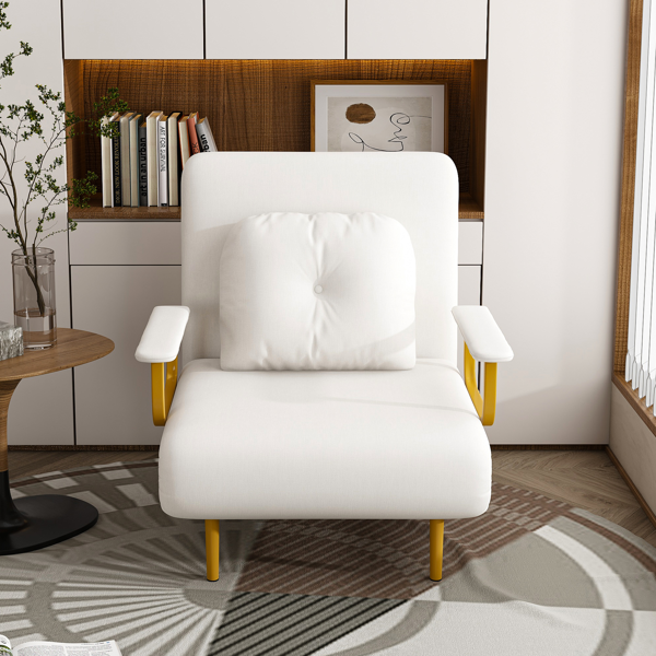 Folding Sofa Bed 3-in-1 Convertible Chair - 5-Position Adjustable Backrest with Pillow, Space-Saving Sleeper for Living Room, Bedroom & Office (White)-8