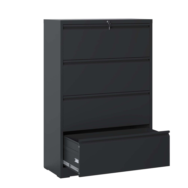 4 Drawer Lateral File Cabinet, Heavy Duty Metal Filing Cabinet, 35.4 Inch Wide Locking File Cabinet for Home Office, Space-Saving Vertical Storage with Anti-Tip Interlock, for Letter/Legal/A4 Files-4
