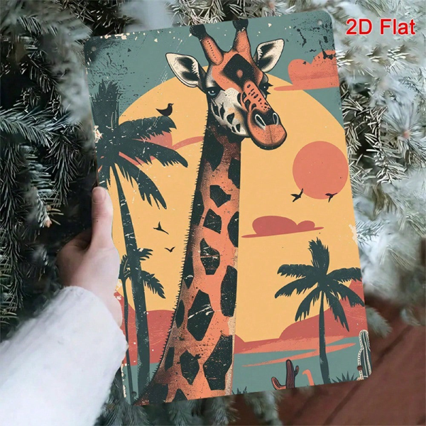 CIFbuy 长颈鹿铁质金属装饰牌 8x12英寸，复古二维平面墙面装饰，适用于卧室与阳台（TikTok, temu 自提物流）-7