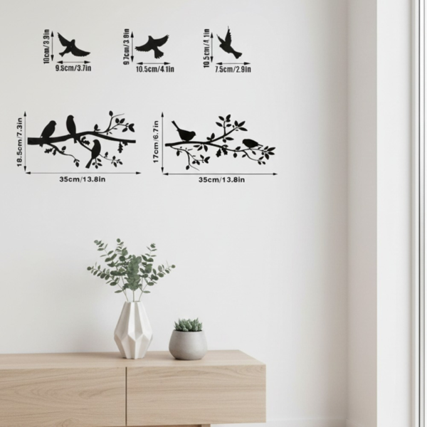 CIFbuy 3D金属鸟壁饰，耐候防锈防水极简波西米亚雕塑，室内外客厅庭院花园悬挂装饰，送给家人的实用礼物（TikTok, temu 自提物流）-5